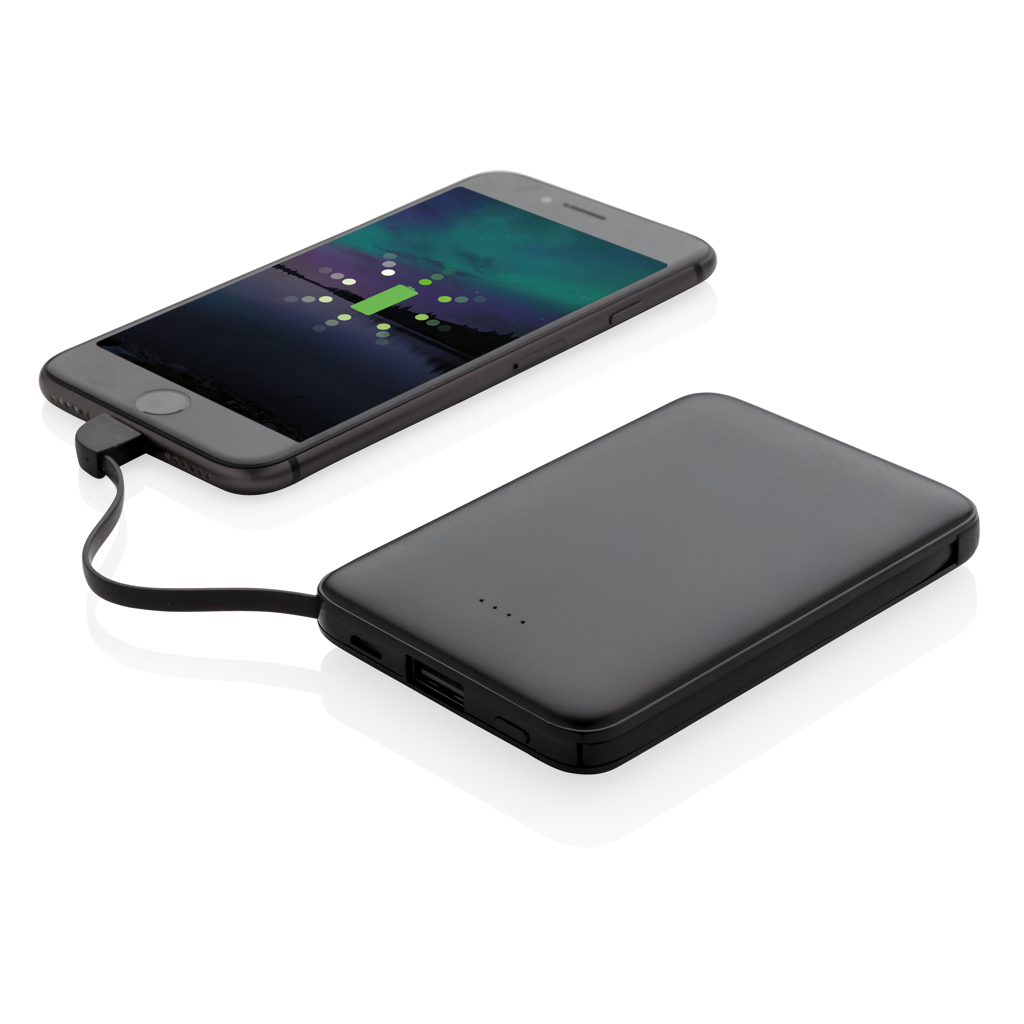 XD Collection 5.000 mAh Powerbank P322 mit 3 integrierten Kabeln – als Werbegeschenk bedruckbar