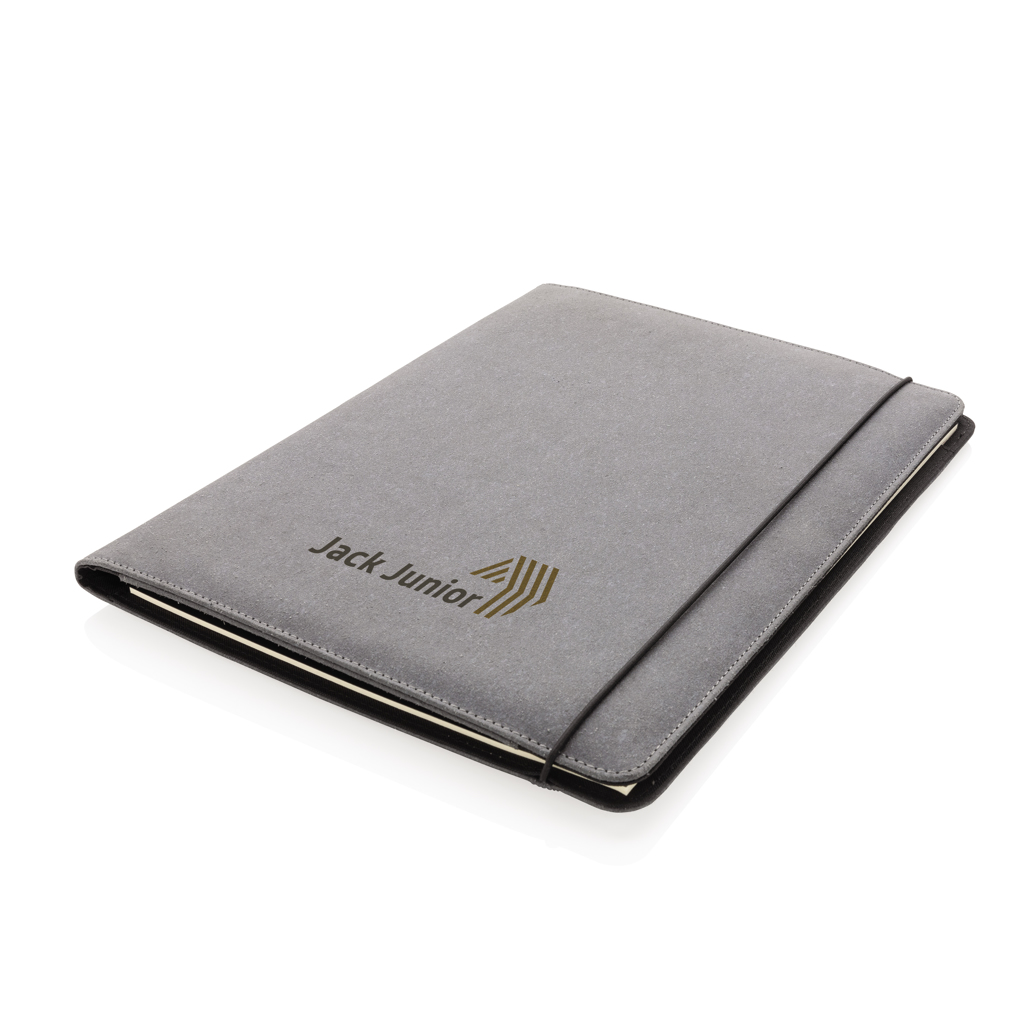 A4 Portfolio aus PU mit Notizblock, grau – XD Collection (mit Logo veredelbar)