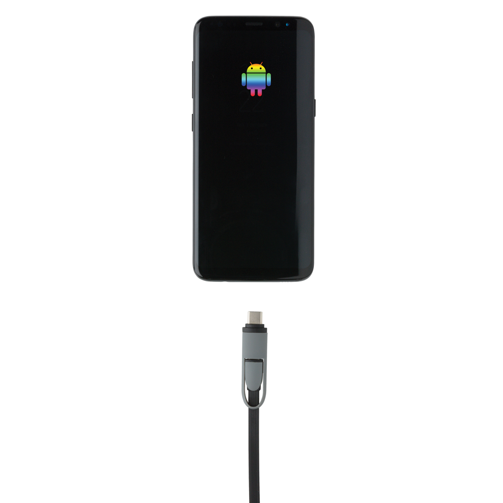 XD Collection 3-in-1 Ladekabel ausziehbar (USB-C, Lightning, Micro-USB) bedruckbar