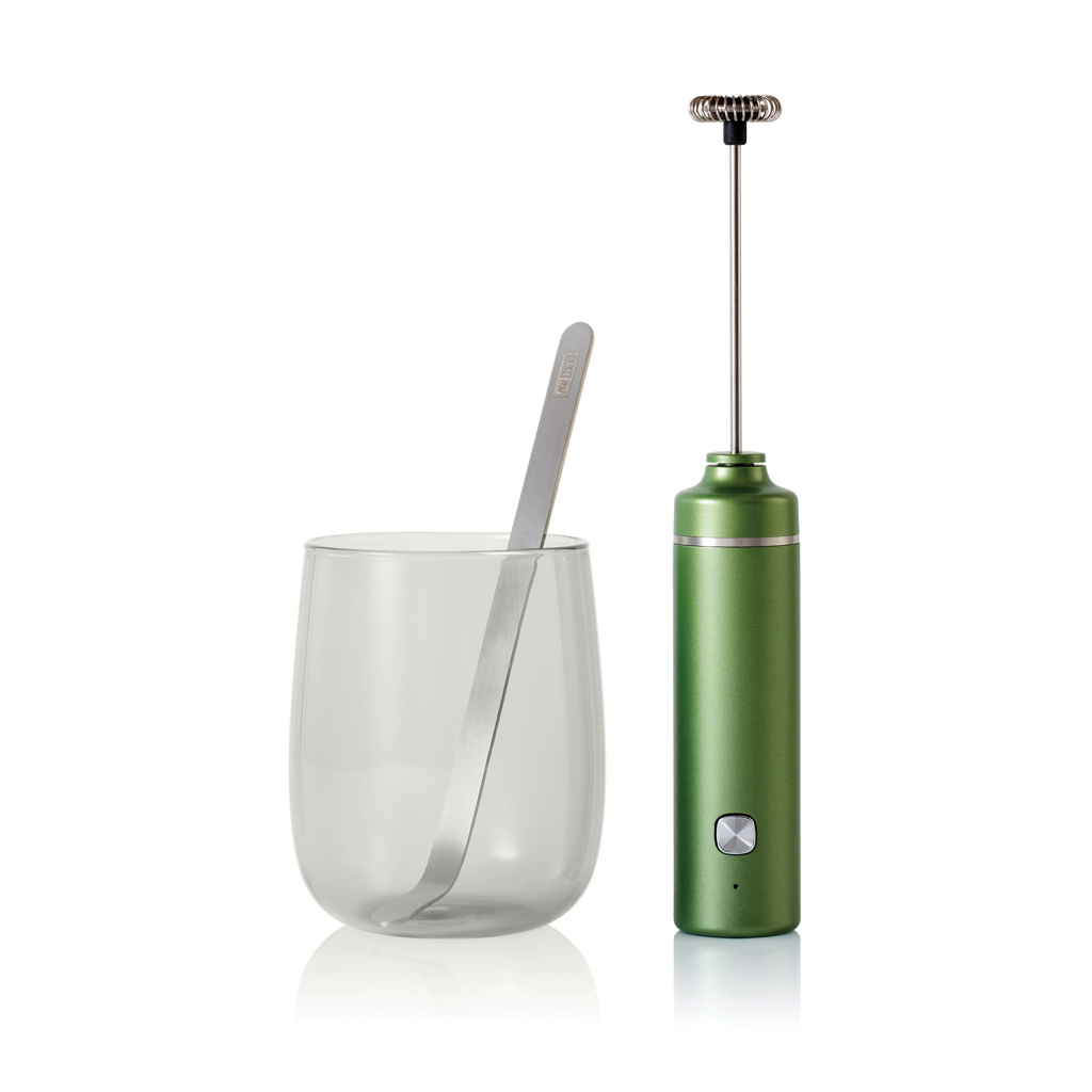 AdHoc Matcha-Genießerset Chado mit Aufschäumer, Glas und Löffel – mit Logo bedruckbar AdHoc Matcha-Genießerset Chado mit Aufschäumer, Glas und Löffel – mit Logo bedruckbar