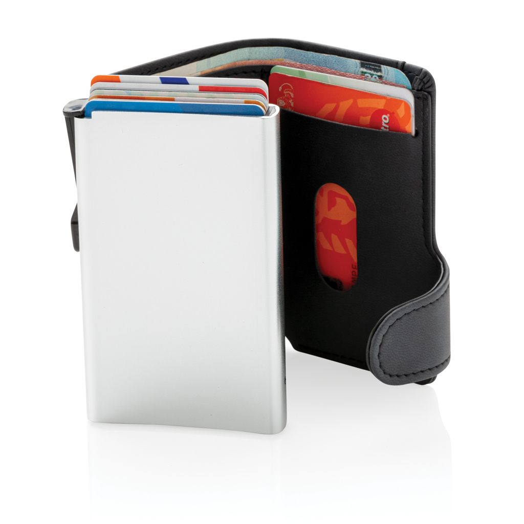 XD Collection RFID Kartenhalter aus Aluminium mit PU-Börse