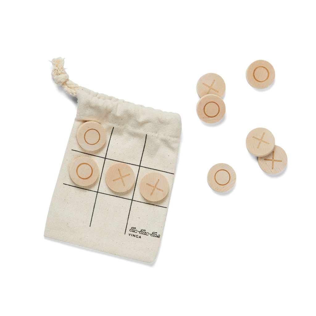 VINGA Tic-Tac-Toe Mini-Reisespiel aus FSC-Holz mit Canvas-Beutel VINGA Tic-Tac-Toe Mini-Reisespiel aus FSC-Holz mit Canvas-Beutel