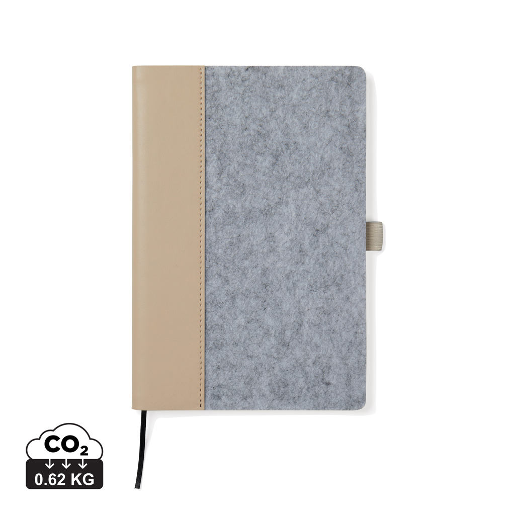 VINGA Albon A5-Notizbuch aus GRS-Recyclingfilz mit Stifthalter