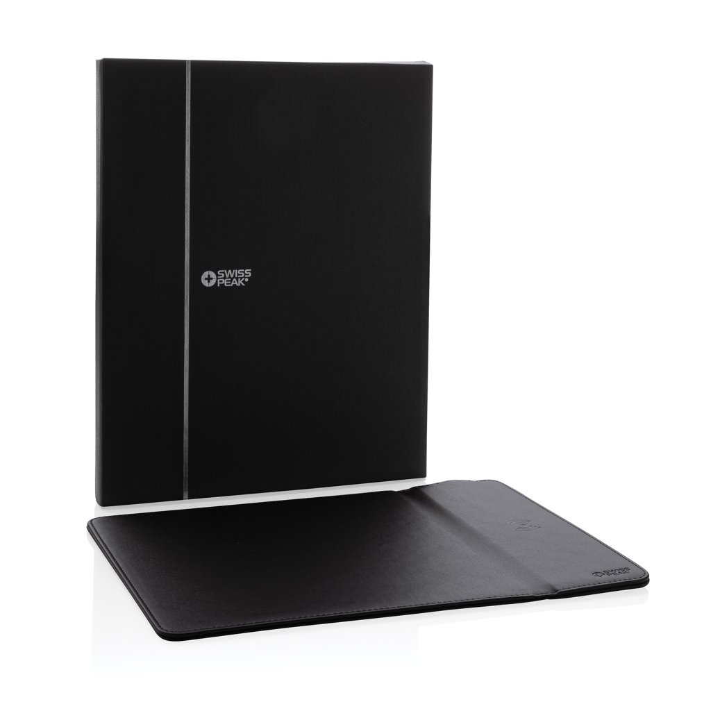 Swiss Peak Mauspad mit 10W Wireless-Charger, PU recycelt