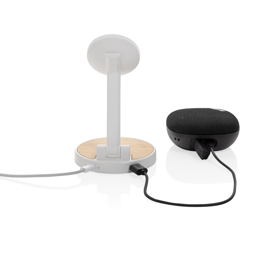 Ontario 2-in-1 15W Magnet-Ladeständer aus RCS-rPlastik und FSC-Bambus
