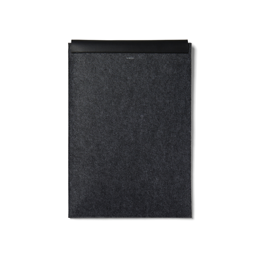 VINGA Albon Laptop-Sleeve 17 Zoll aus GRS-recyceltem Filz mit PU-Klappe