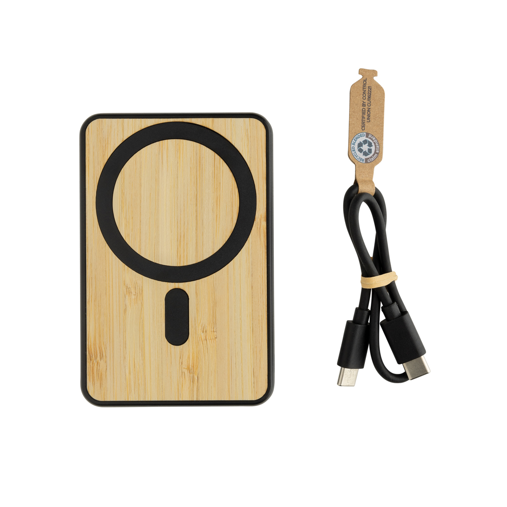 XD Collection Zen 5000mAh Wireless Bambus-Powerbank aus recyceltem ABS XD Collection Zen 5000mAh Wireless Bambus-Powerbank aus recyceltem ABS