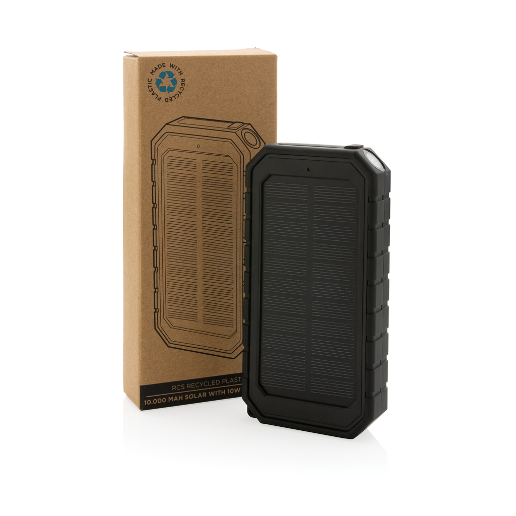 XD Collection Solar-Powerbank 10.000 mAh mit 10 W Wireless-Charging aus RCS-Recycling-ABS