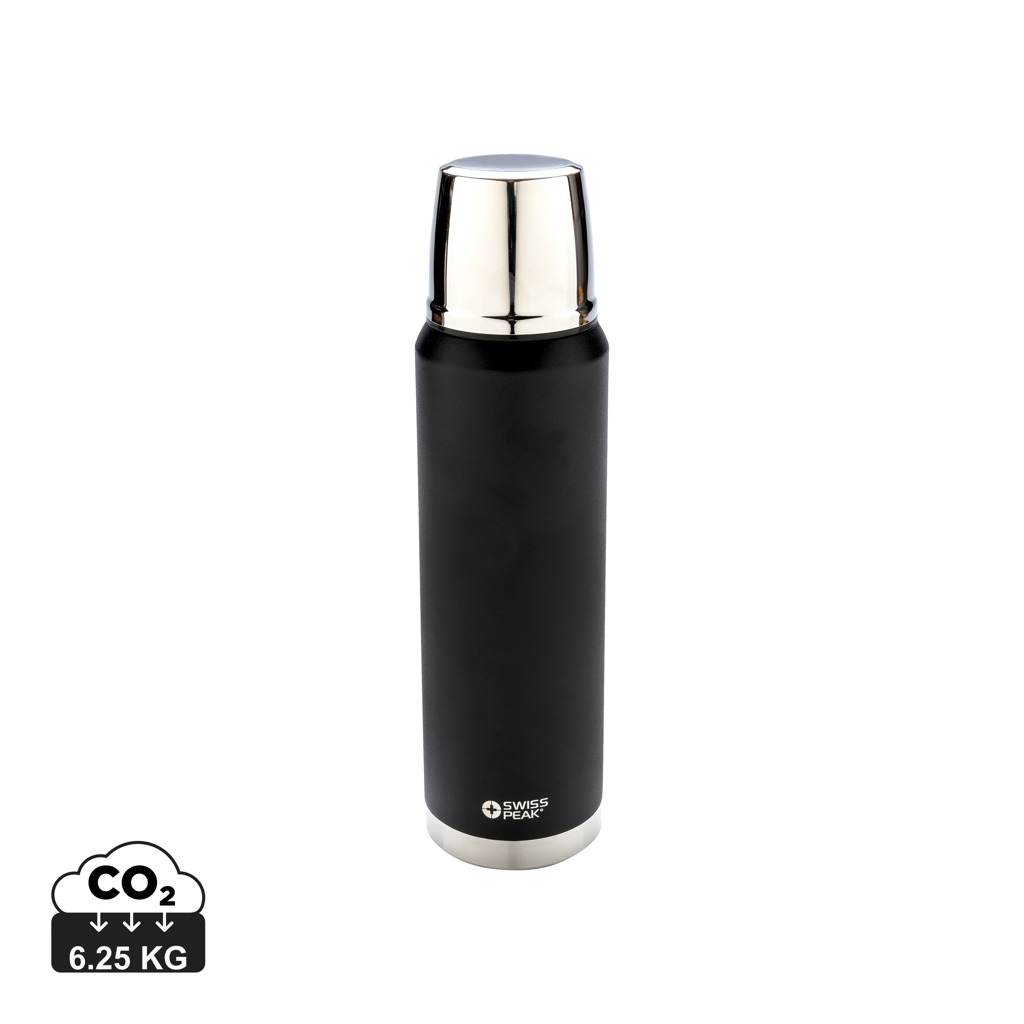 Edelstahl Isolierflasche 1L, 8h heiß/24h kalt – schwarz