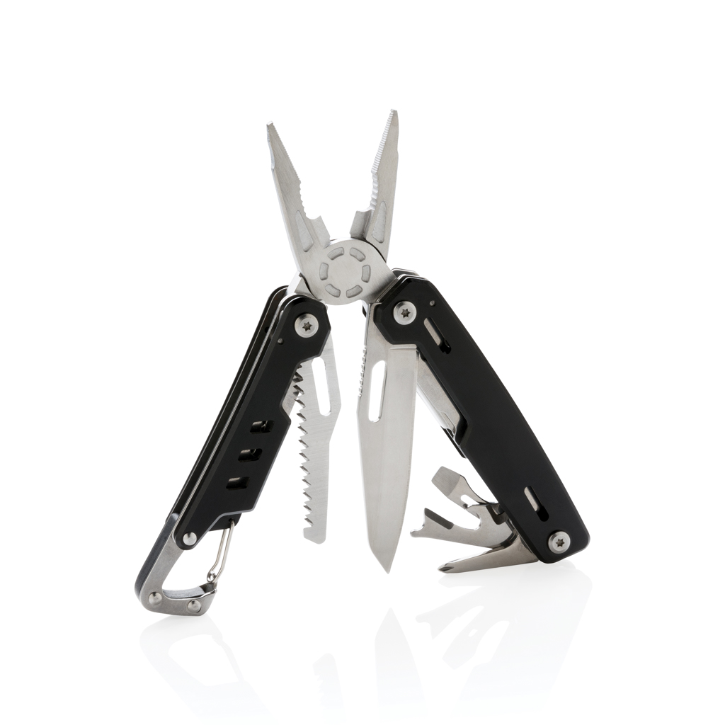 XD Collection Solid Multitool mit Karabiner – 11 Funktionen, Aluminium-Case, individuell bedruckbar