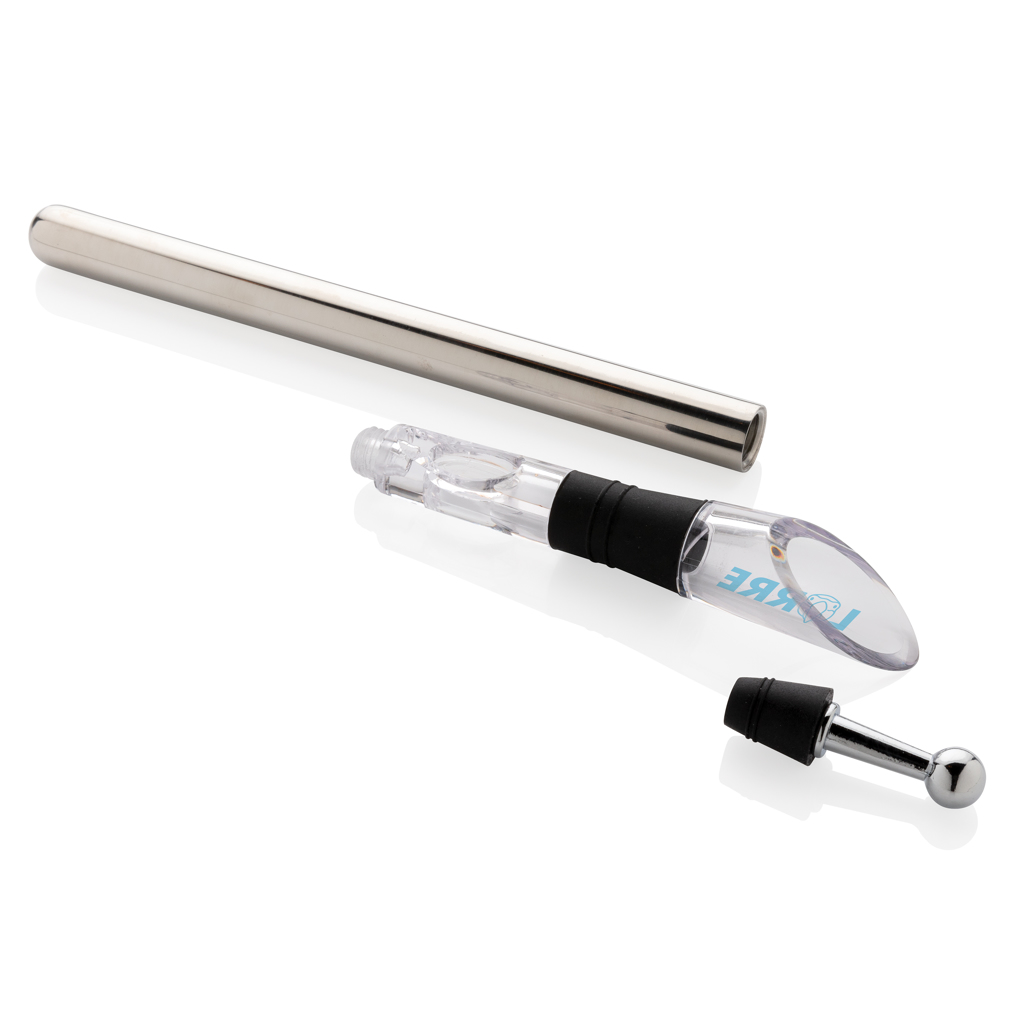 Vino Weinkühler-Stab aus Edelstahl mit Belüfter – bedruckbar von XD Collection Vino Weinkühler-Stab aus Edelstahl mit Belüfter – bedruckbar von XD Collection