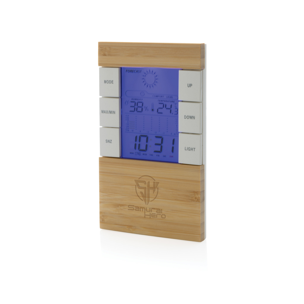 Wetterstation Utah aus RCS Kunststoff & Bambus – Innovatives Werbegeschenk für Events Wetterstation Utah aus RCS Kunststoff & Bambus – Innovatives Werbegeschenk für Events
