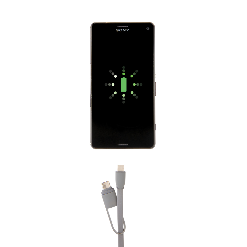 XD Collection 3-in-1 Ladekabel ausziehbar (USB-C, Lightning, Micro-USB) bedruckbar