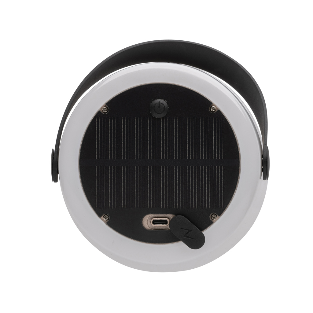 SolarGlow LED-Solartischleuchte aus RCS-recyceltem Kunststoff mit USB-C, bedruckbar
