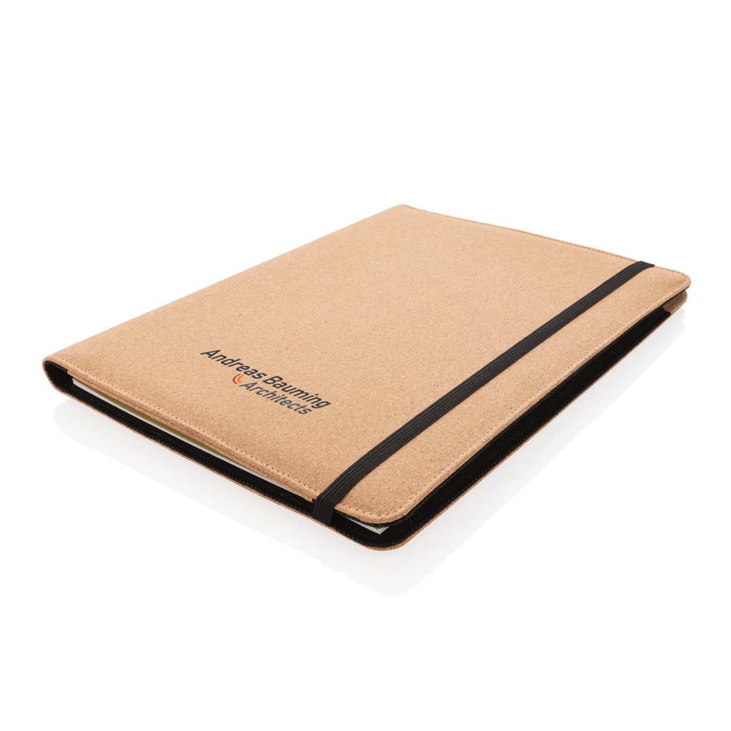 Kork A4 Portfolio-Set mit recyceltem Papier & Stift – braun