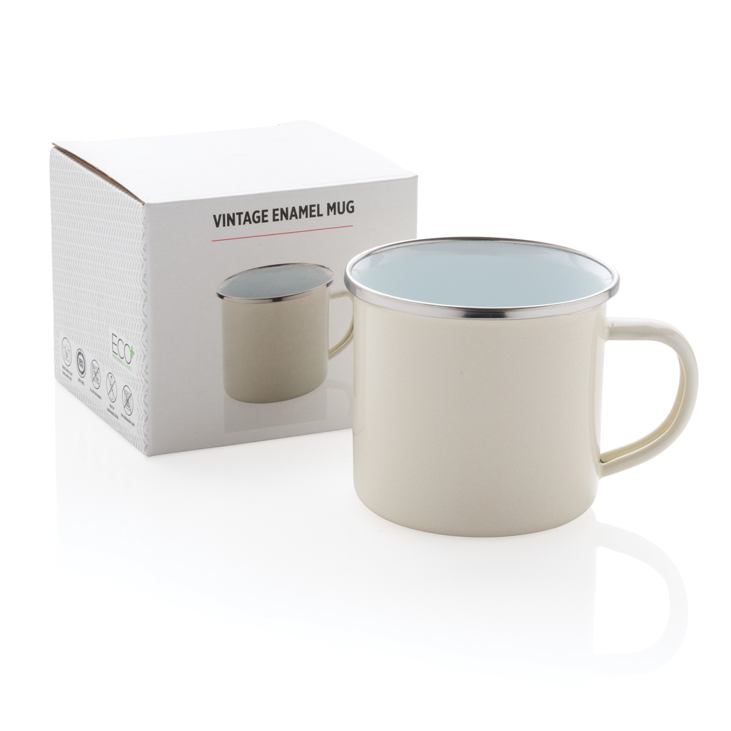 Leichter Emaille Becher 350 ml aus Kohlenstoffstahl – Weiß