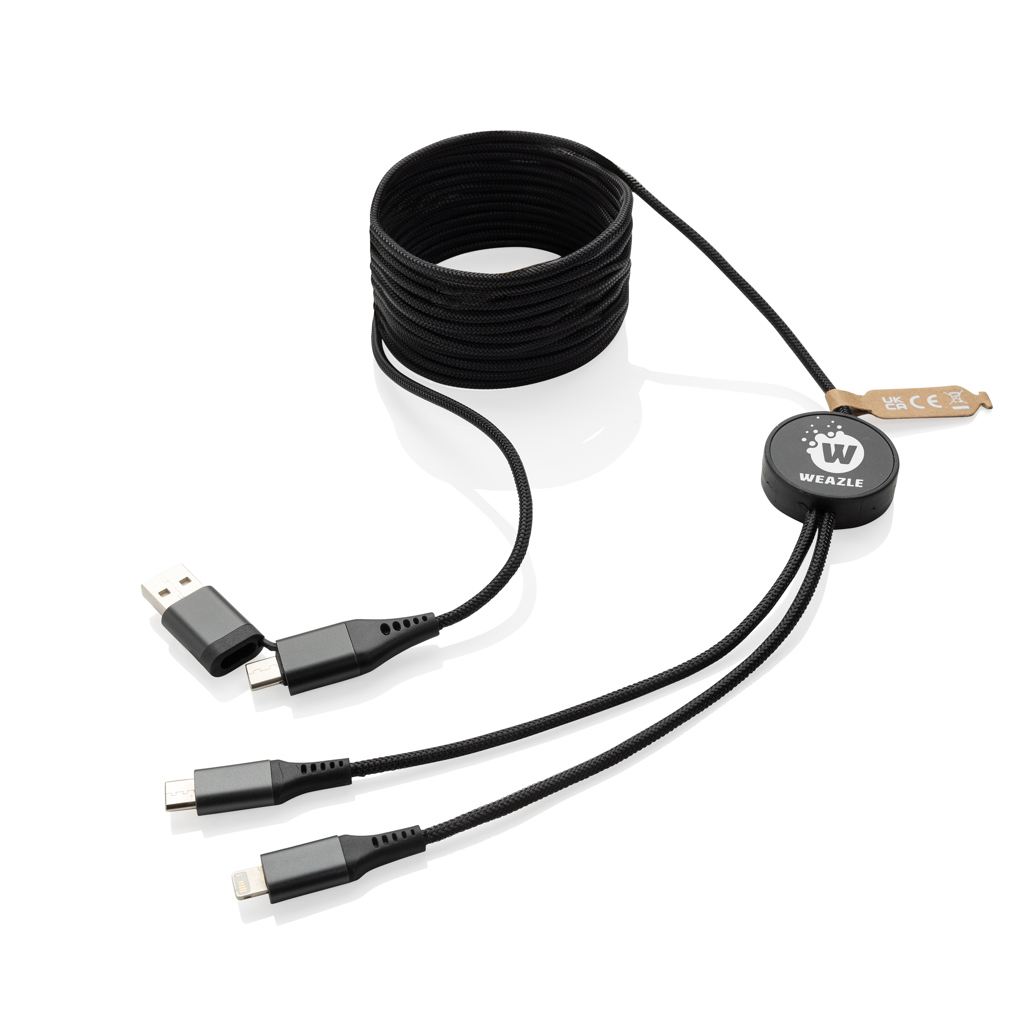 RCS-zertifiziertes 4-in-1 Ladekabel 3m, recycelt – grau RCS-zertifiziertes 4-in-1 Ladekabel 3m, recycelt – grau