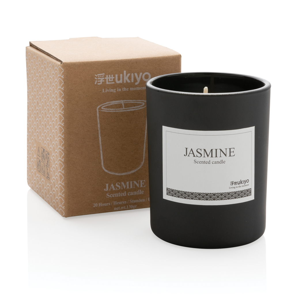 Ukiyo Duftkerze Jasmin im Glas mit Logo bedrucken