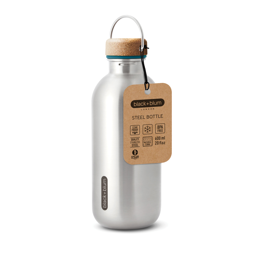 Black+Blum Edelstahl-Trinkflasche 600 ml mit PP-Deckel und Trageschlaufe Black+Blum Edelstahl-Trinkflasche 600 ml mit PP-Deckel und Trageschlaufe