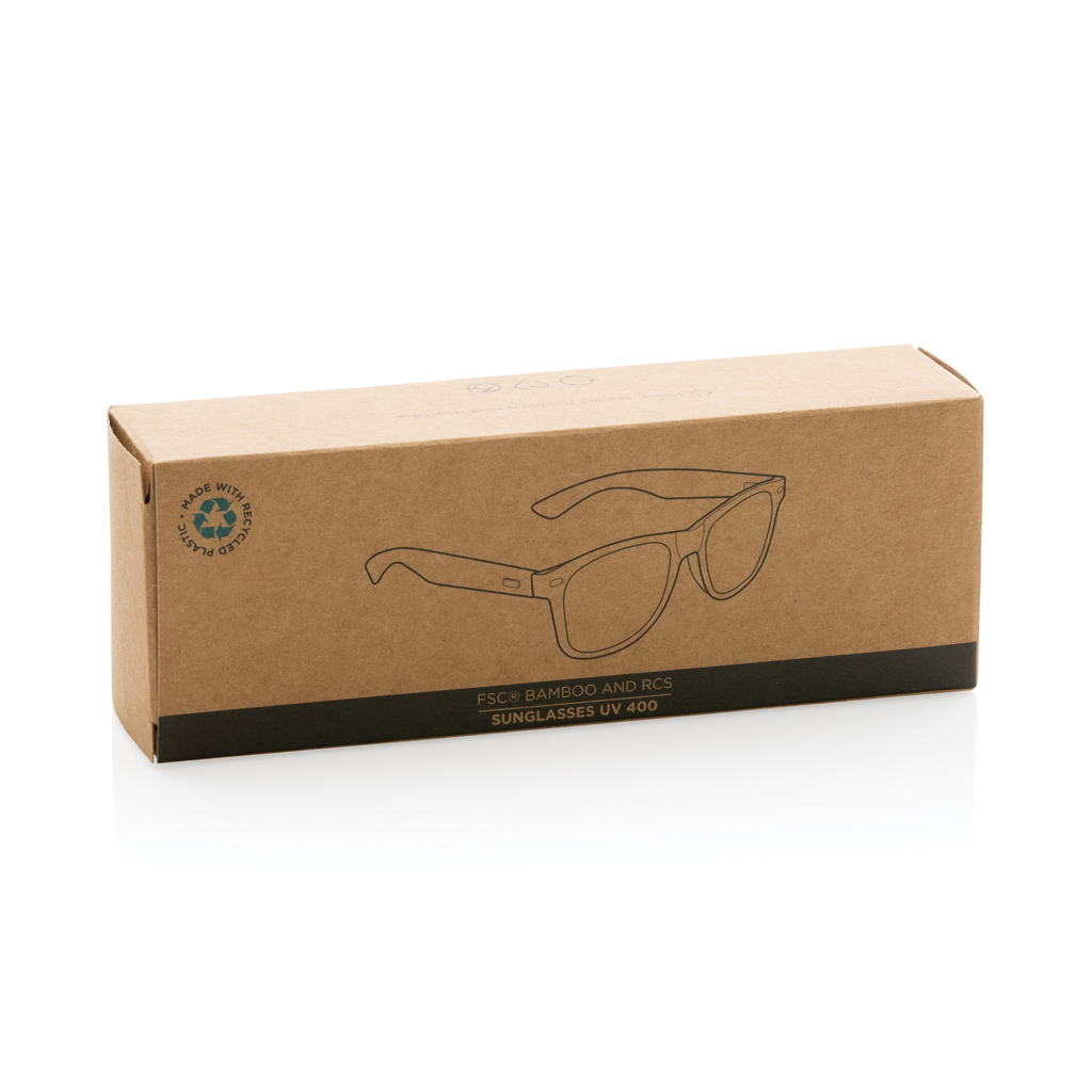 XD Collection Sonnenbrille aus FSC-Bambus und RCS-recyceltem PC, UV400 — bedruckbar