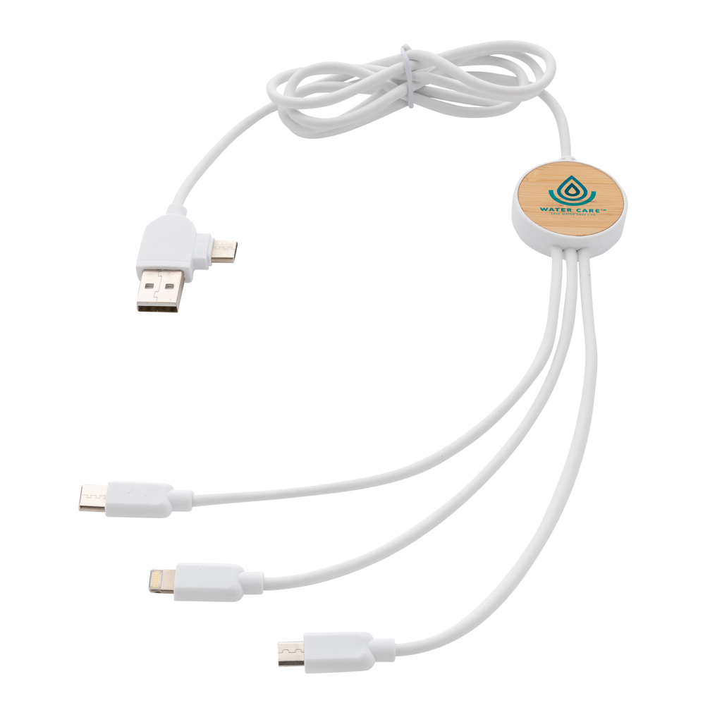 Ontario 6-in-1 Multikabel aus Recyclingmaterial – Vielseitiges Werbegeschenk für Events