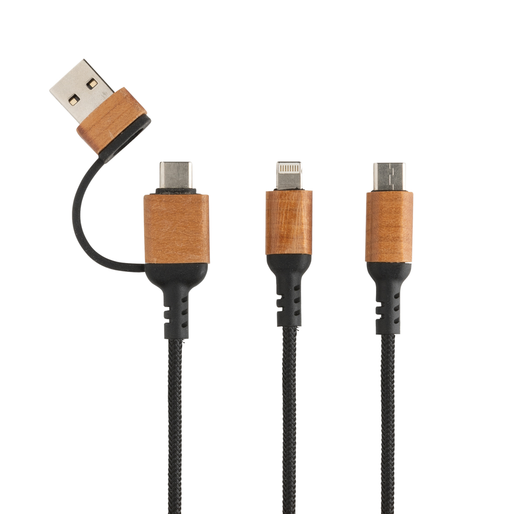 Ohio Luxus 6-in-1 Kabel Kirschholz – Exklusives Werbegeschenk mit Logo