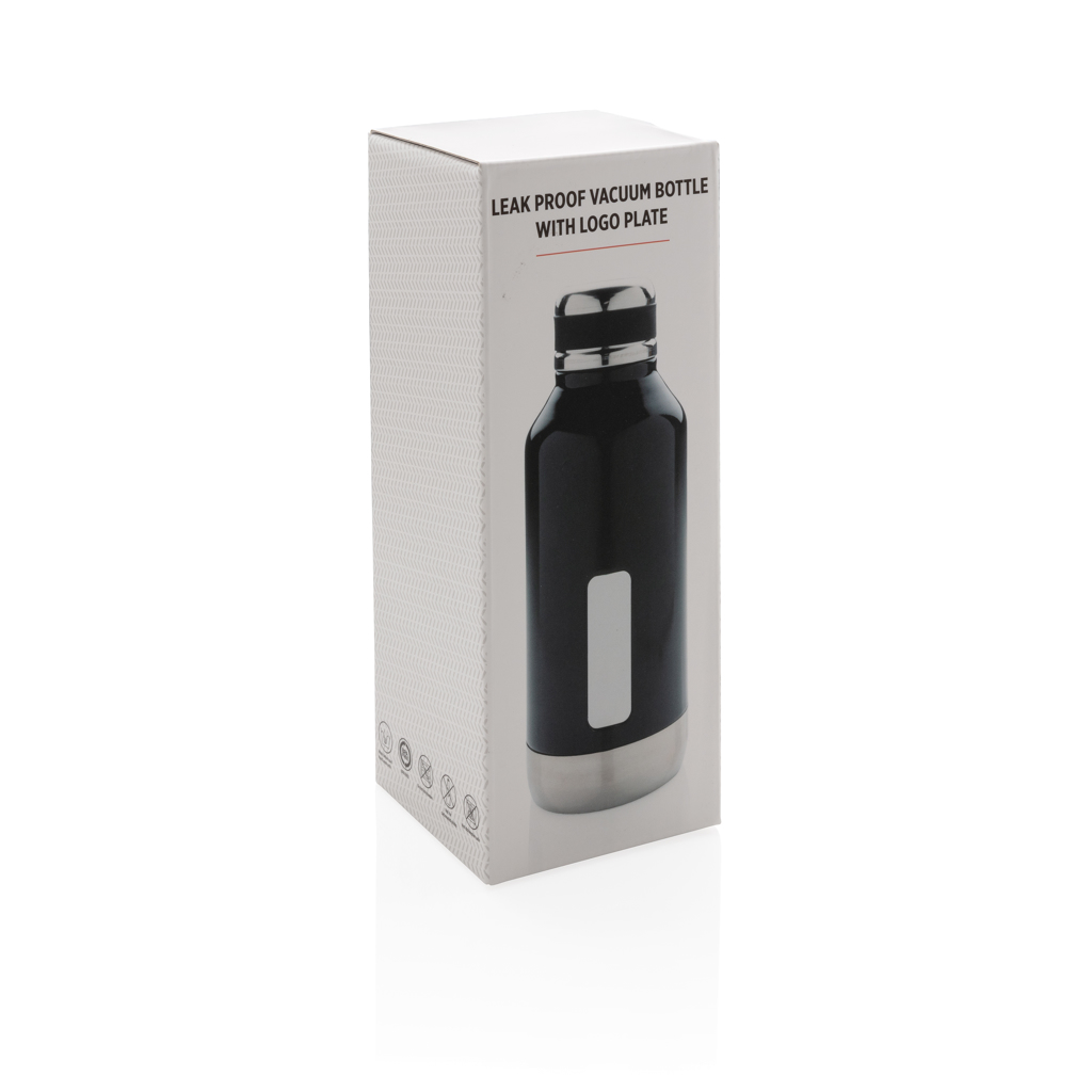 XD Collection Vakuumflasche 500 ml mit Logoplatte, auslaufsicher, Edelstahl