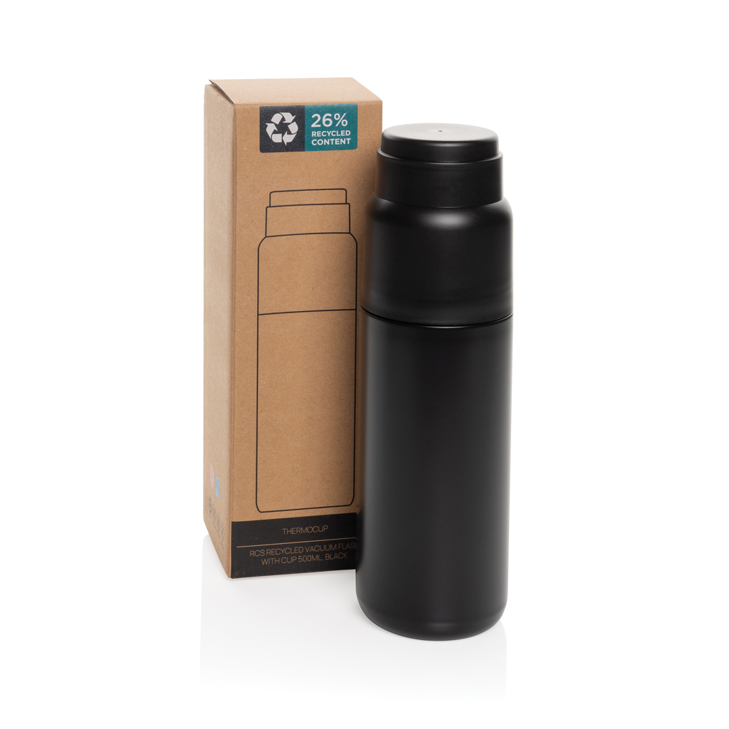 XD Collection Thermocup Thermosflasche 500 ml mit Becher – mit Logo bedruckbar
