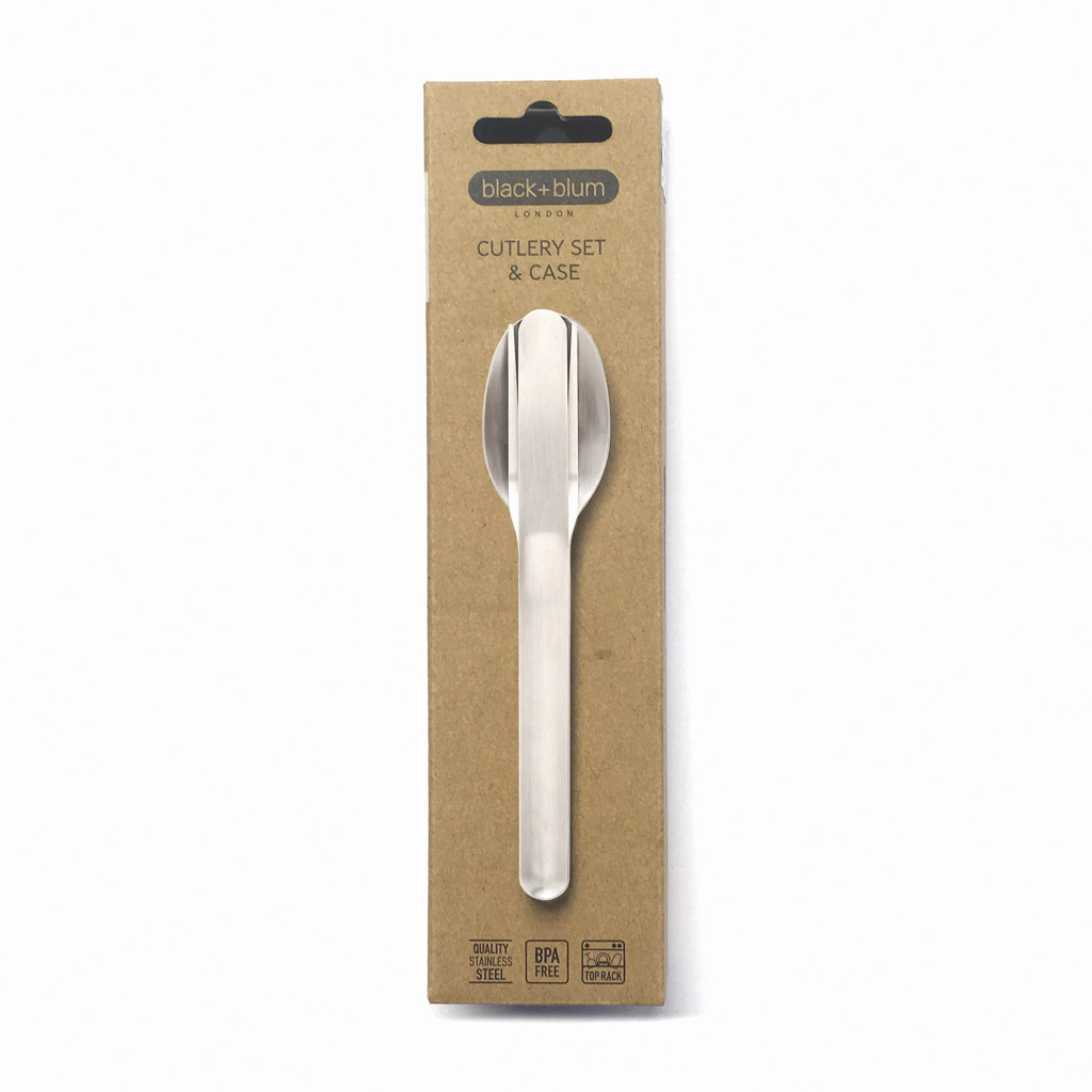 Black+Blum Besteck-Set 3-teilig Edelstahl im PP-Etui, BPA-frei, bedruckbar Black+Blum Besteck-Set 3-teilig Edelstahl im PP-Etui, BPA-frei, bedruckbar