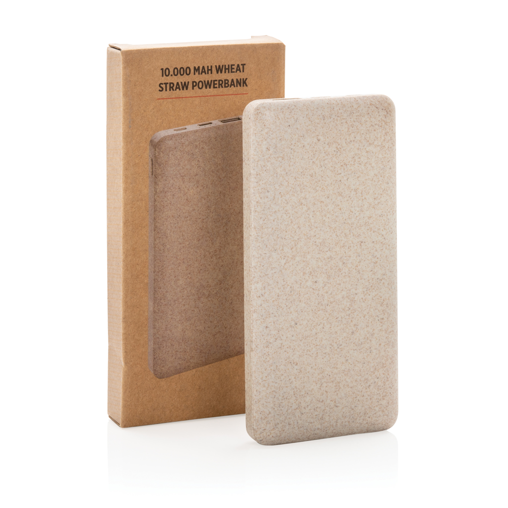 Powerbank P322.29 10.000 mAh Weizenstroh mit Logo-Druck Powerbank P322.29 10.000 mAh Weizenstroh mit Logo-Druck