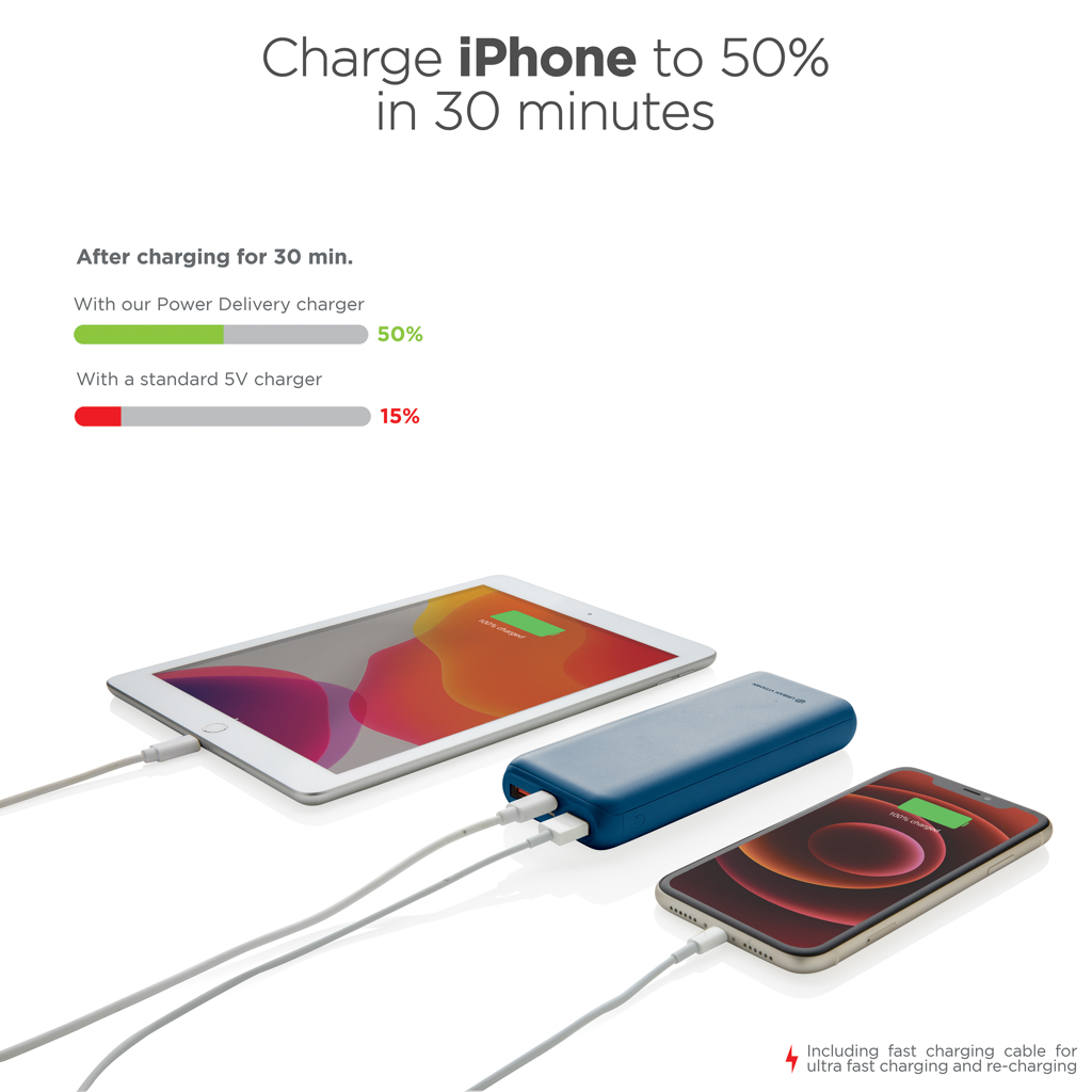 Urban Vitamin Pasadena 20.000 mAh Powerbank mit 18W USB-C PD, bedruckbar mit Logo