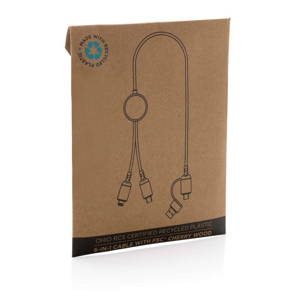 Ohio Luxus 6-in-1 Kabel Kirschholz – Exklusives Werbegeschenk mit Logo Ohio Luxus 6-in-1 Kabel Kirschholz – Exklusives Werbegeschenk mit Logo