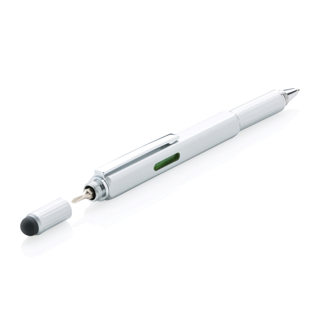XD Collection 5-in-1 Aluminium Tool-Stift mit Wasserwaage, Skala, Schraubendreher und Stylus