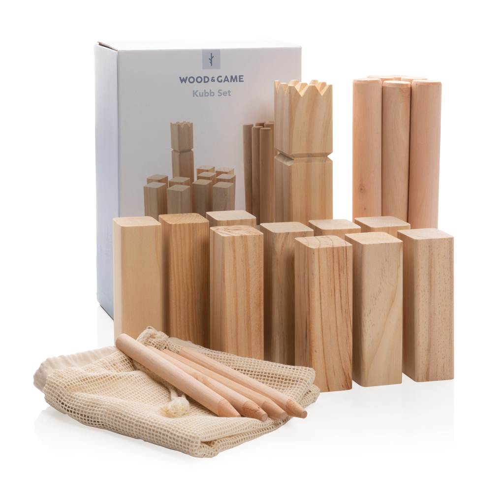 Kubb Wurfspiel aus Holz – XD Collection Outdoor-Set mit Logo