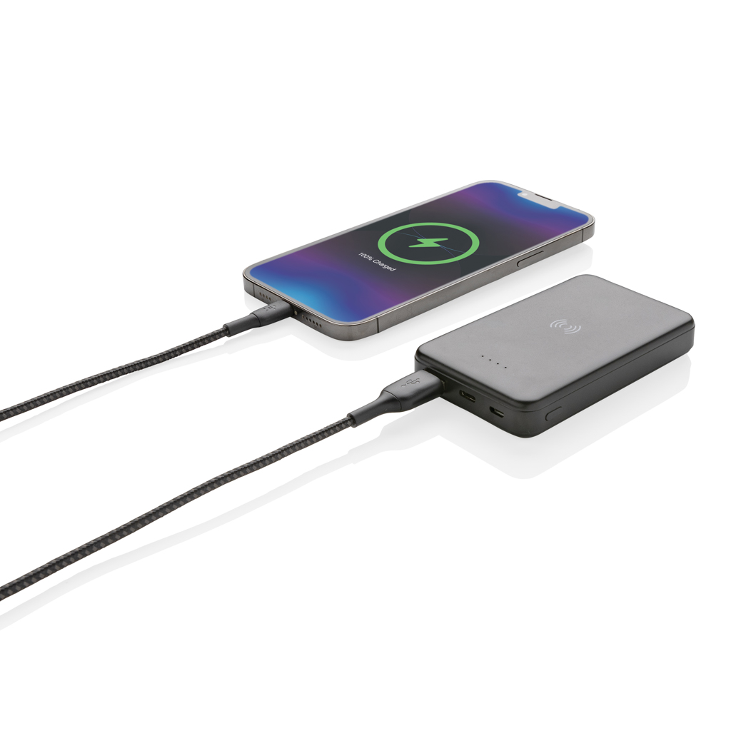 XD Collection Wireless Powerbank 5.000 mAh aus RCS-recyceltem ABS, mit Logo veredelbar
