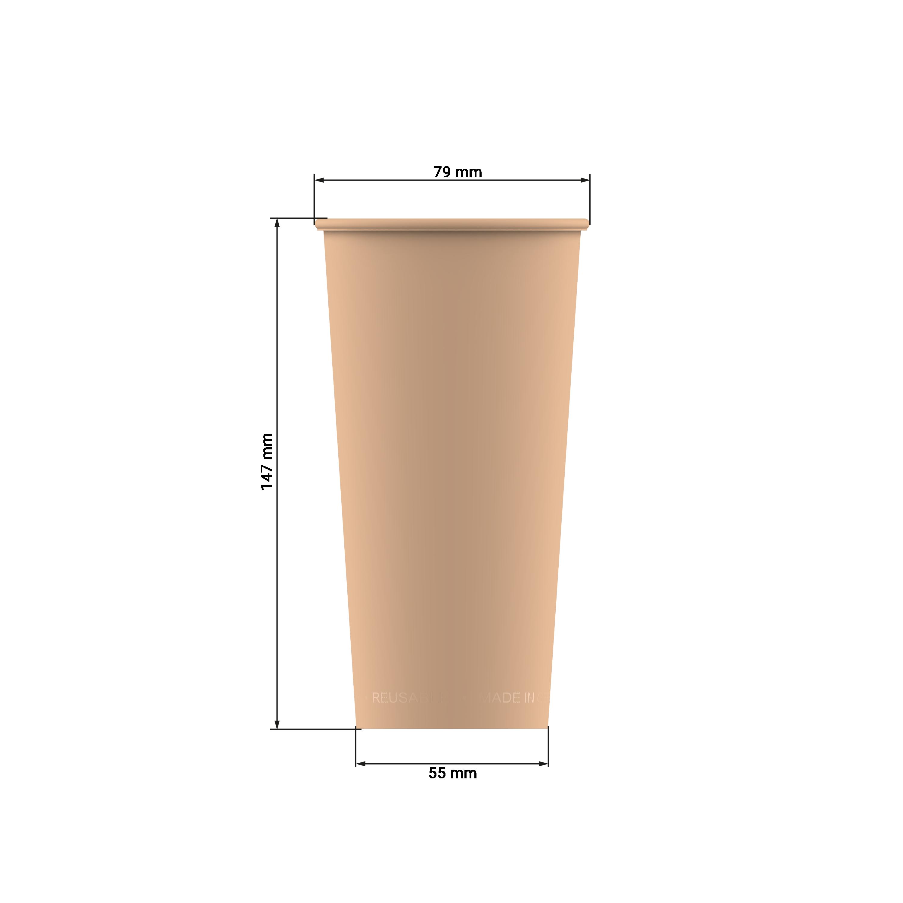 Becher "ToGo", 0,4 l – Bemassung_braun Becher "ToGo", 0,4 l