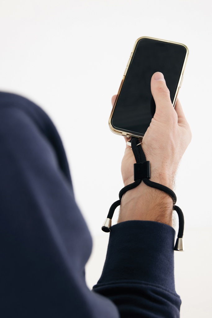 RCS-zertifiziertes rPET Smartphone-Handgelenksband schwarz RCS-zertifiziertes rPET Smartphone-Handgelenksband schwarz