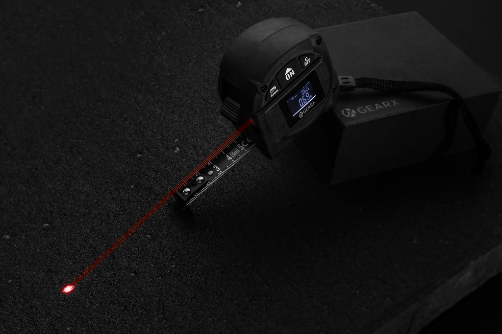 Gear X Laser-Maßband 5 m mit 30 m Laser-Distanzmesser, bedruckbar Gear X Laser-Maßband 5 m mit 30 m Laser-Distanzmesser, bedruckbar