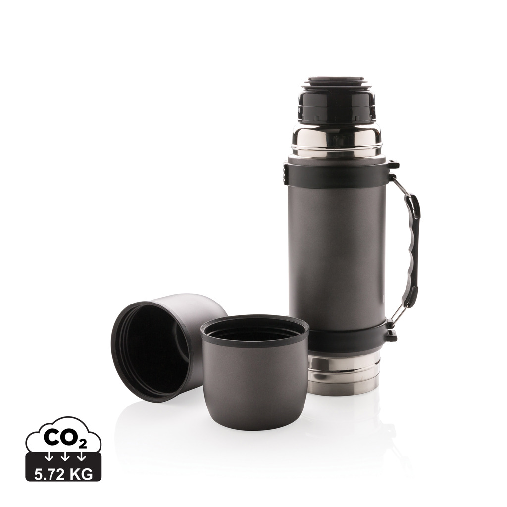 Edelstahl Thermosflasche 700 ml, 2 Becher – grau