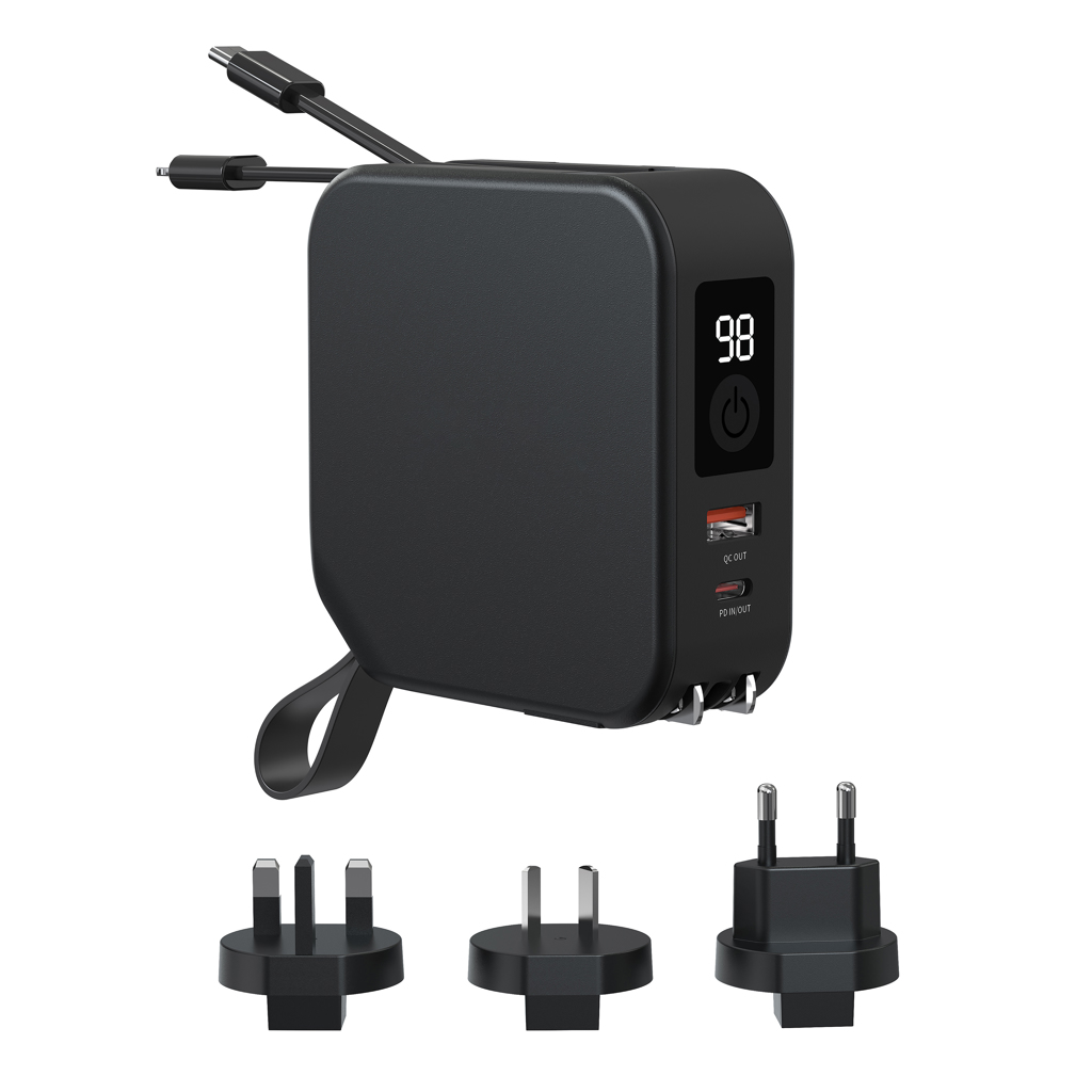 Urban Vitamin Saratoga 5-in-1 Powerbank 10.000 mAh mit Reise-Adaptern – bedruckbar
