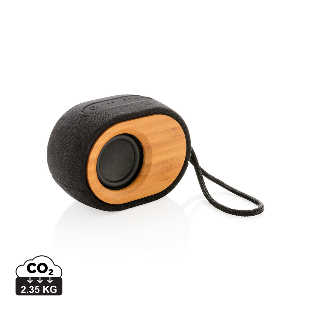 Recyceltes PET & Bambus Bluetooth Lautsprecher – schwarz Recyceltes PET & Bambus Bluetooth Lautsprecher – schwarz
