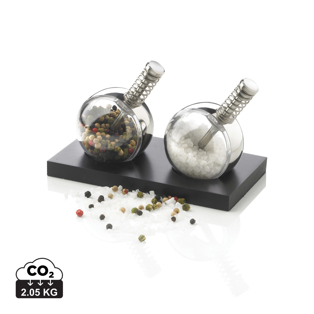 Gastro Salz&Pfeffer Mühlen Set Edelstahl/Holz – schwarz