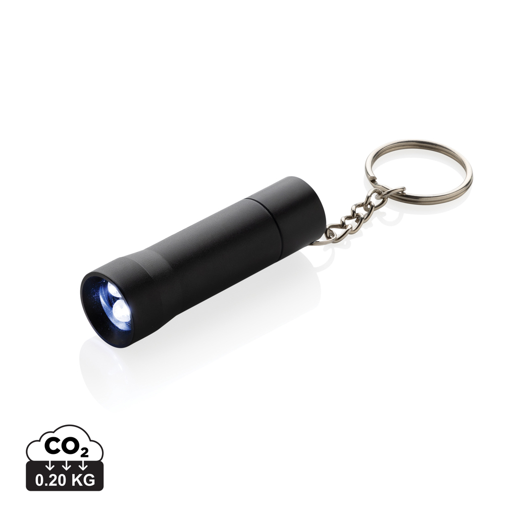 Flash 3-LED-Schlüsselanhänger-Taschenlampe aus RCS-zertifiziertem Recycling-Aluminium