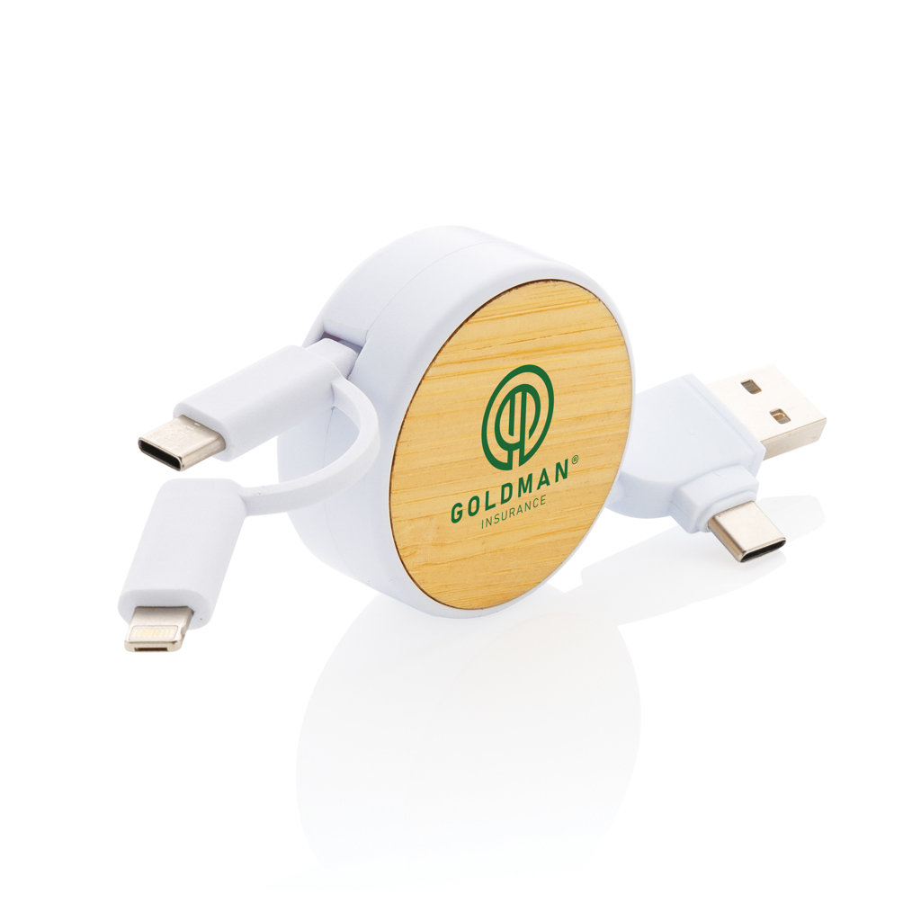 Ontario Multikabel 6-in-1 FSC-Bambus – Praktisches Werbegeschenk für Events