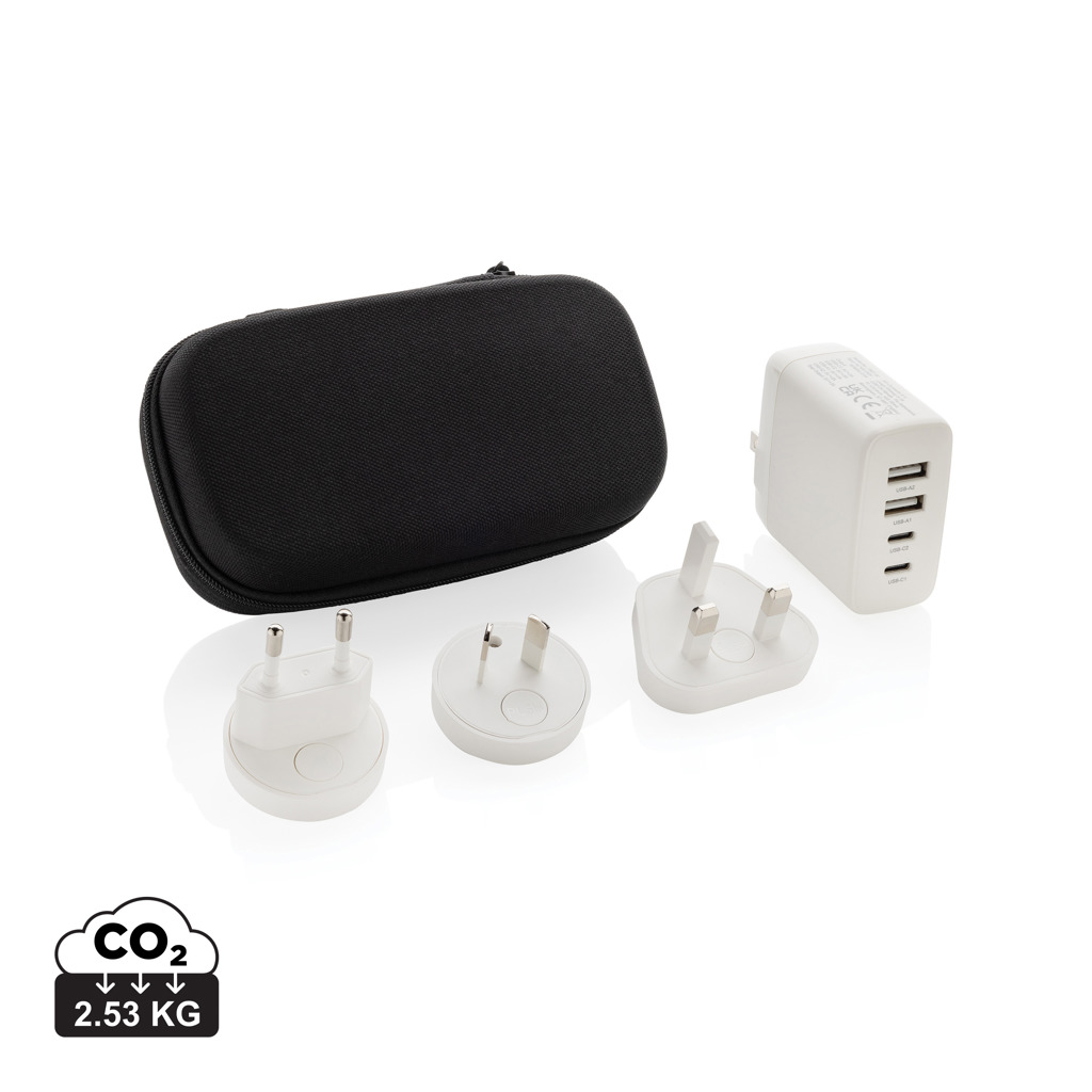 RCS-zertifiziert: 57% recycelt USB-C Reiseadapter, weiß