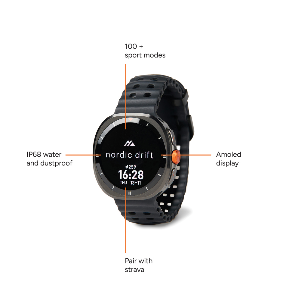 Nordic Drift Titan High Performance Smartwatch mit AMOLED-Display und Lasergravur Nordic Drift Titan High Performance Smartwatch mit AMOLED-Display und Lasergravur
