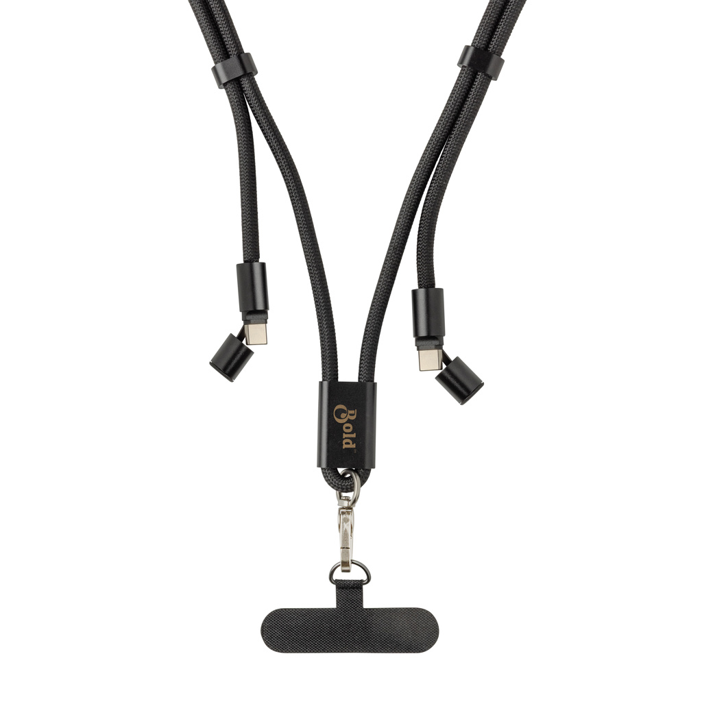 LoopAmp 160 cm USB-C-Ladekabel mit Umhängeband, 60 W, RCS rPET LoopAmp 160 cm USB-C-Ladekabel mit Umhängeband, 60 W, RCS rPET