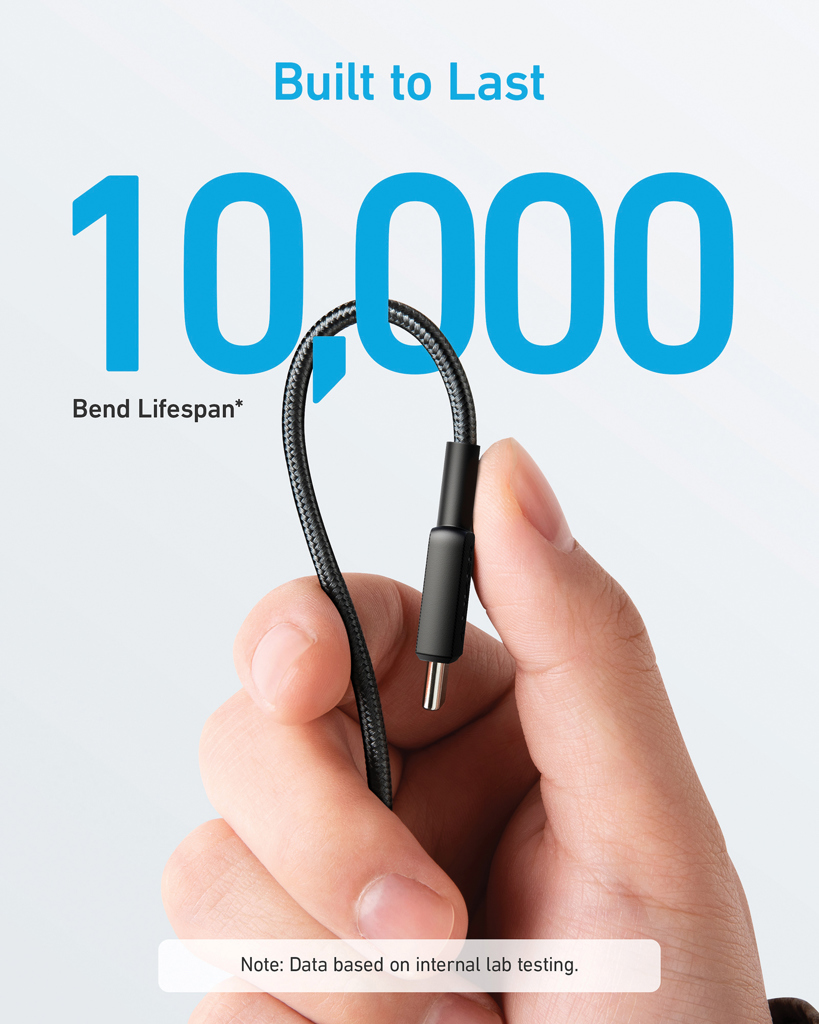 Anker 322 USB‑C Kabel 60W, 1,8m, Nylon geflochten – grau