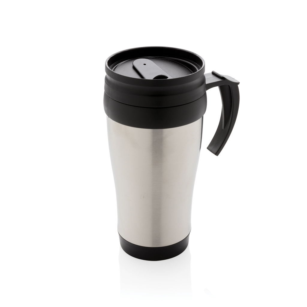 Edelstahlbecher 350 ml mit Schiebe-Deckel – silber Edelstahlbecher 350 ml mit Schiebe-Deckel – silber