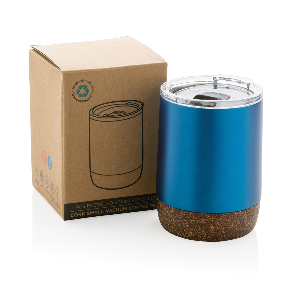 XD Collection Vakuum-Kaffeetasse RCS rSteel & Kork 180 ml mit Logo XD Collection Vakuum-Kaffeetasse RCS rSteel & Kork 180 ml mit Logo